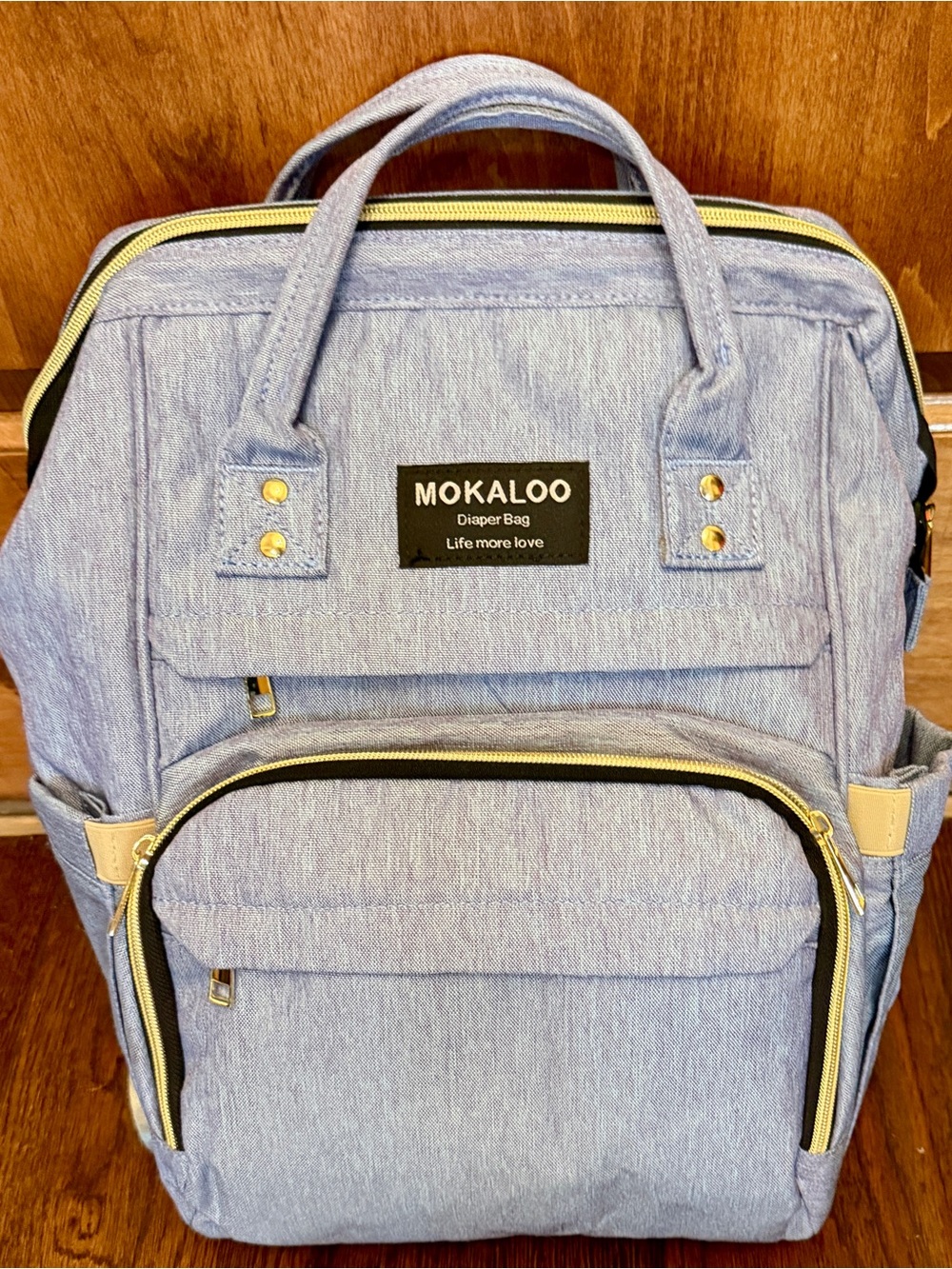 Mokaloo Light Blue Kids Diaper & Accessory Backpack